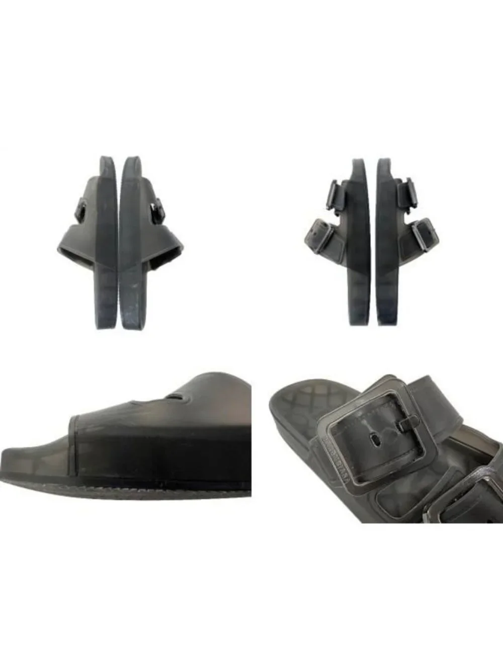 Balenciaga Mallorca Rubber Clear Belted Slide Sandals Black 37